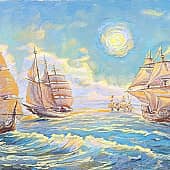 Парусные фрегаты. Живопись ZhNataly