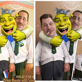 Shrek Forever. Из России с любовью. Шарж до и после Photoshop.