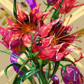 Цветочки и пчелки