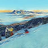 На горных склонах.