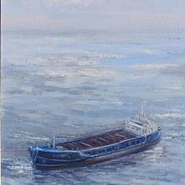 Ледяное море. Сухогруз. Портовые зарисовки . Пленэр ZhNataly