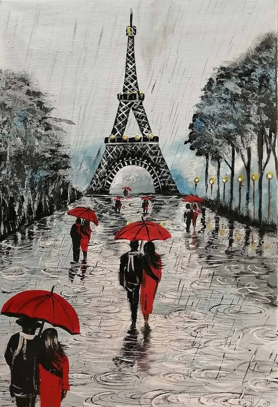 Купить триптих Рисунок Парижа - картины из 3х модулей в интернет-магазине Photostena