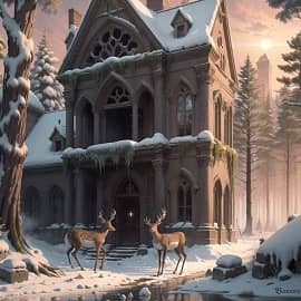 Дом в зимнем лесу