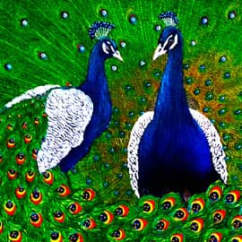 Павлины с бусинками