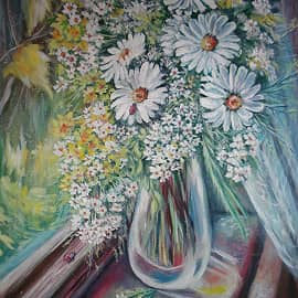 Ромашки на окне.