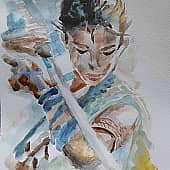 Самурайка. Набросок акварелью