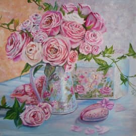 Розы и шкатулка.