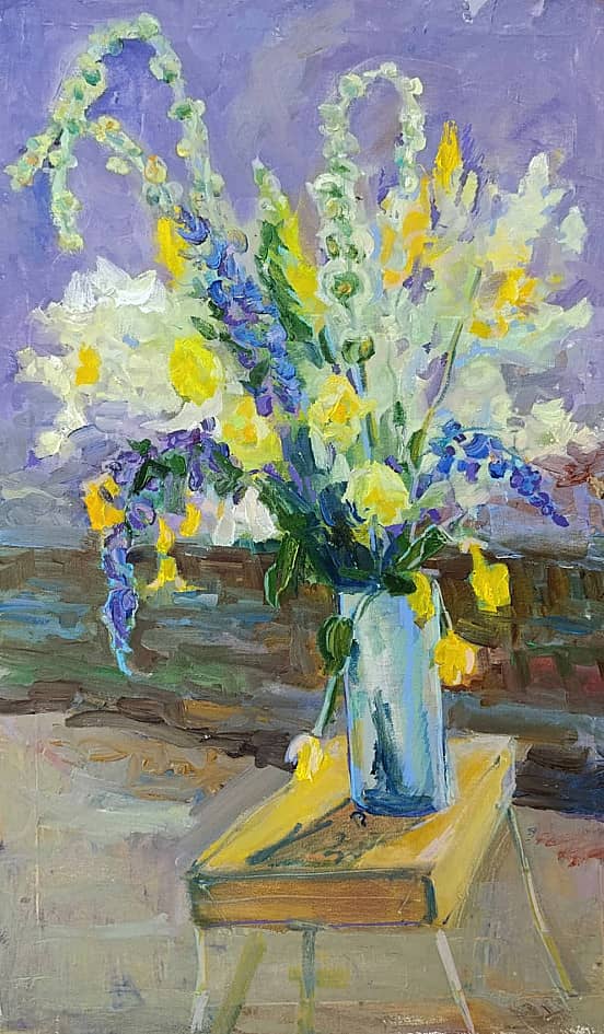 Полевые цветы на этюднике  у реки. Серия натюрморт под открытым небом. Пленэр ZhNataly