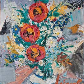 Картина Сила чувств Натюрморт с цветами живопись Екатерина Лебедева художник