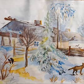 Зимний день в сельской местности