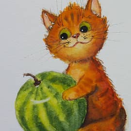 Кот с арбузом