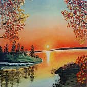 Закат на озере