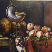Натюрморт с персиками и чашей наутилуса