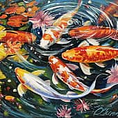 Рыбки кои., художник Чернова Ольга