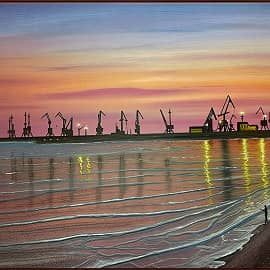 Порт в огне заката