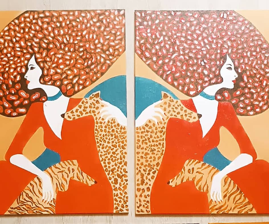 2 картины "Дамы в Зазеркалье "