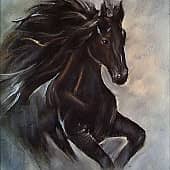 Черная лошадка, художник Валентина Худякова