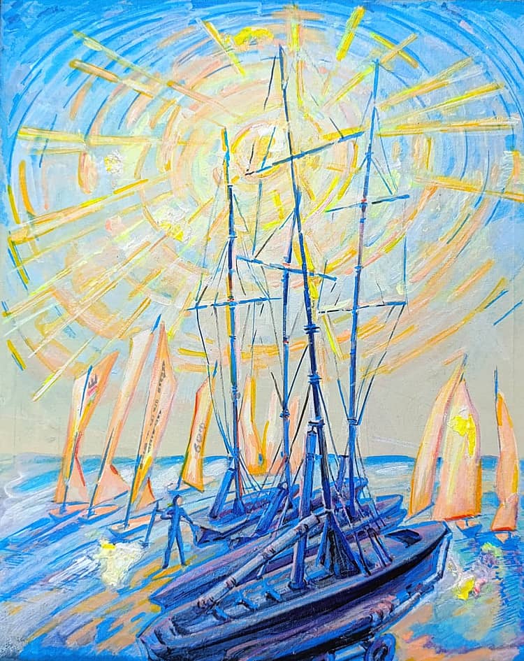 Регата. Солнцелуна. День и ночь. Серия яхт-клуб ". Проект светофизика в живописи ZhNataly