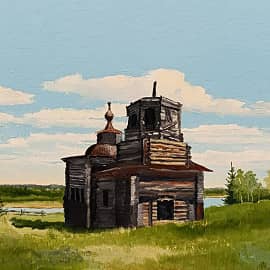 У старой часовни. Пленэр.