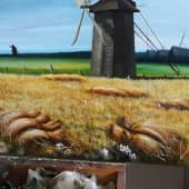Мельница в поле (3), художник Артём (Artevgen_art)