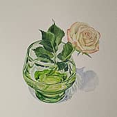 Роза в зеленом бокале