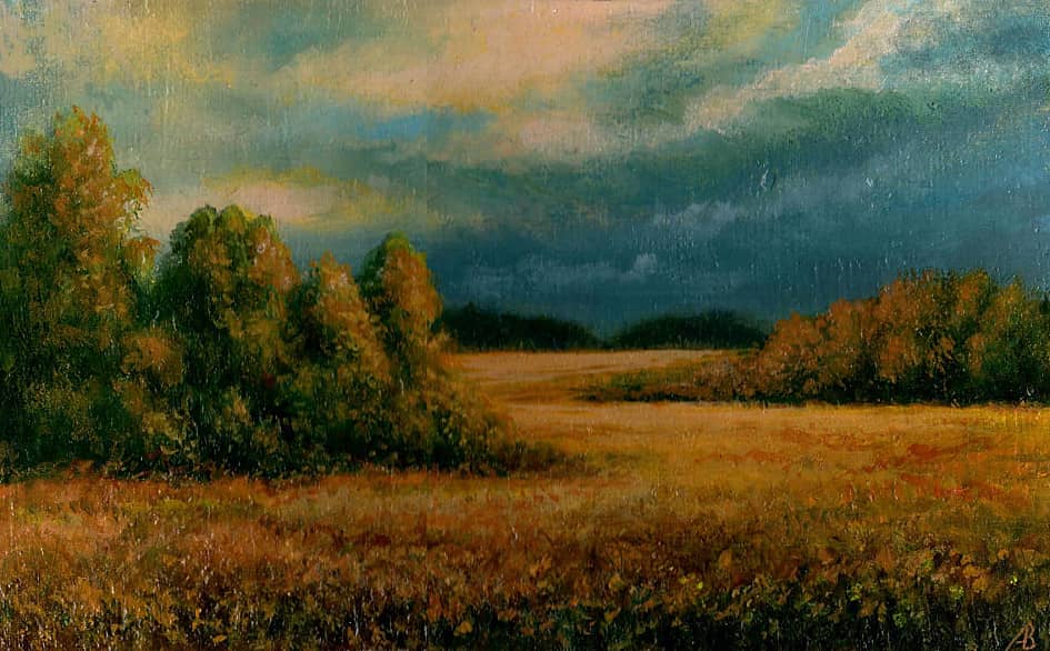 Среди полей вечером  Among the Fields in the Evening