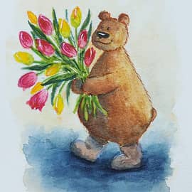 Открытка с медведем