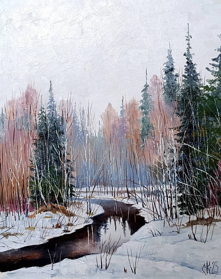 Таёжная речка Собинка. Апрель.