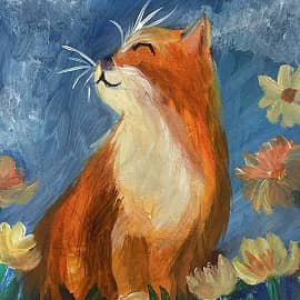 Кот в цветах