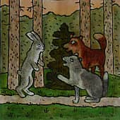 иллюстрация к сказке "лиса, заяц и петух"