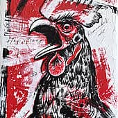 Красное и белое. Петух.