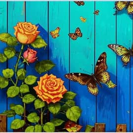 У синего забора