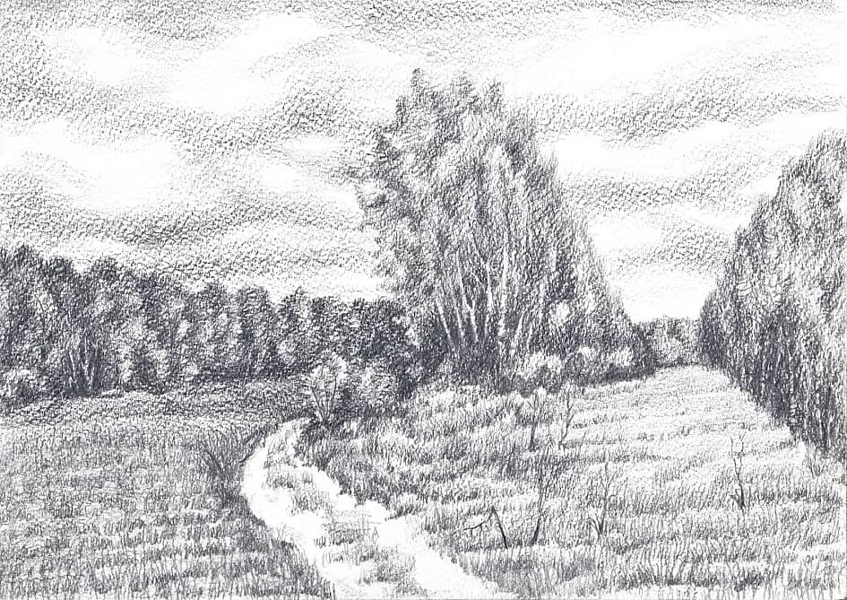 Среди полей. Октябрь. Набросок  Among the fields. October. Sketch