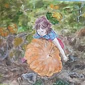 Аннушка, помощница в огороде, художник Наталия