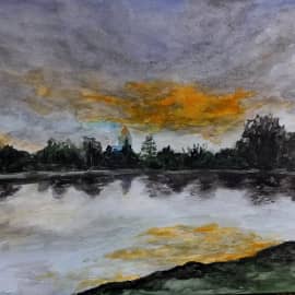 Закат над озером