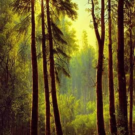 Картина "Солнце присело на ветки сосны"