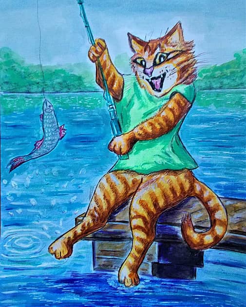 Кот - рыболов.