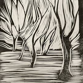 В парке (линогравюра)