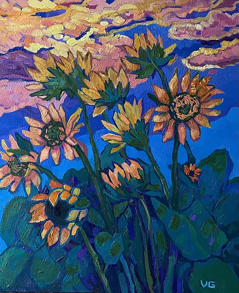 Рассвет и подсолнухи