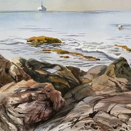 Утренний пленер.  Средиземное море.