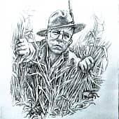 Автопортрет с блохой и клещём в камышах.