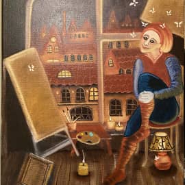 Художник в сказочном городе.