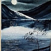 Лунная ночь в горах, художник Анна