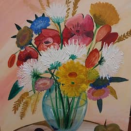 Натюрморт с декоративными цветами