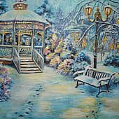 Зимний пейзаж в парке отдыха.