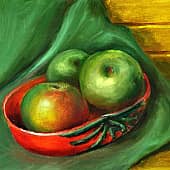 Натюрморт с тремя яблоками