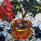 Картина Красная Азалия Натюрморт цветы Екатерина Лебедева художник