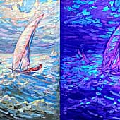 Регата. Серия Яхт-клуб. День и ночь. Проект светофизика в живописи ZhNataly, светящаяся (1), художник ZhNataly