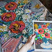 Картина Сила чувств Натюрморт с цветами живопись Екатерина Лебедева художник (1), художник Екатерина Лебедева