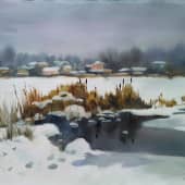 "Вид на дачный посёлок", художник Ирина Голубина